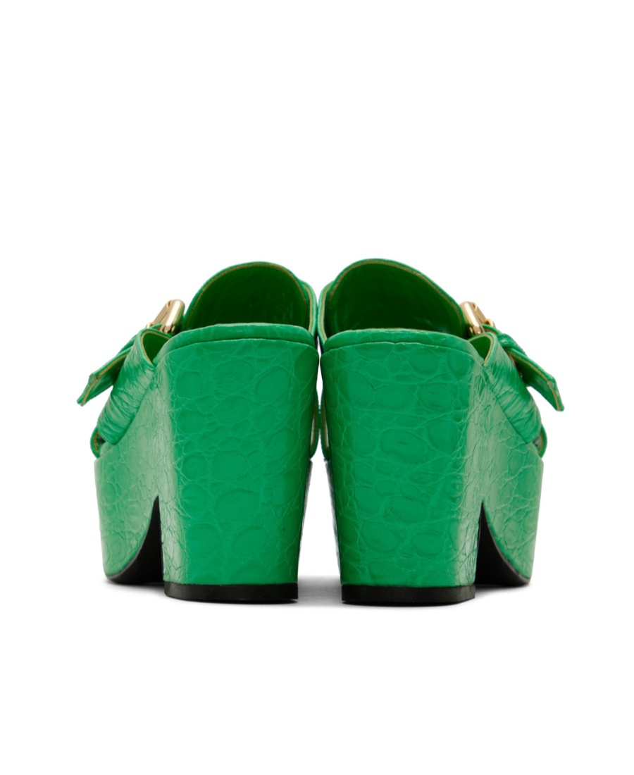By Far Textured Embossed High-heeled Sandals In Green
