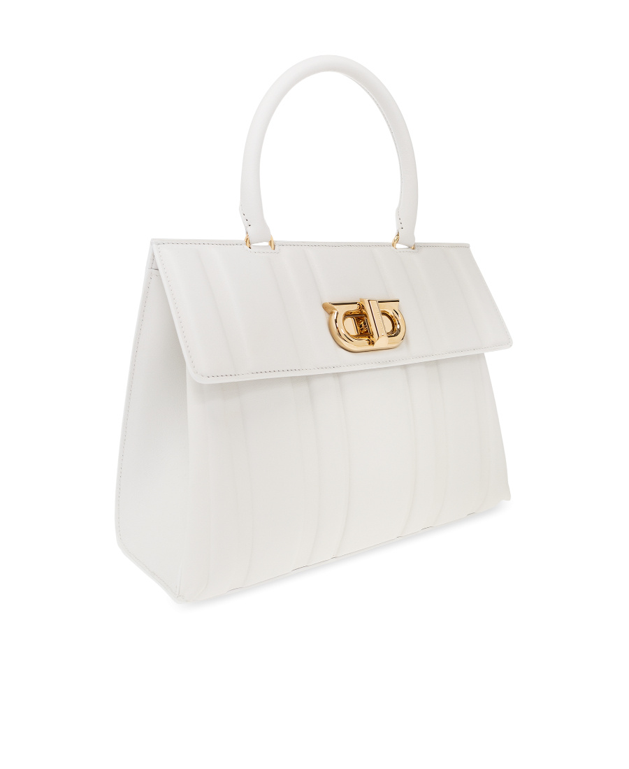 Ferragamo Flip Shoulder Bag In White