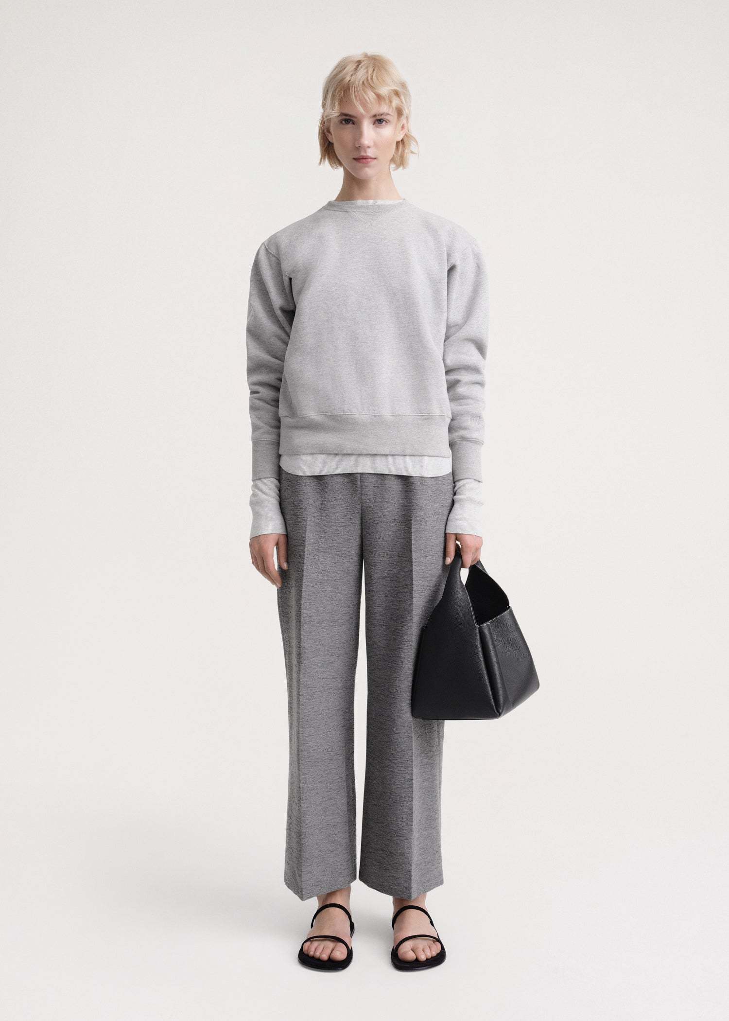 Totême Crew-neck Long-sleeve Top In Gray