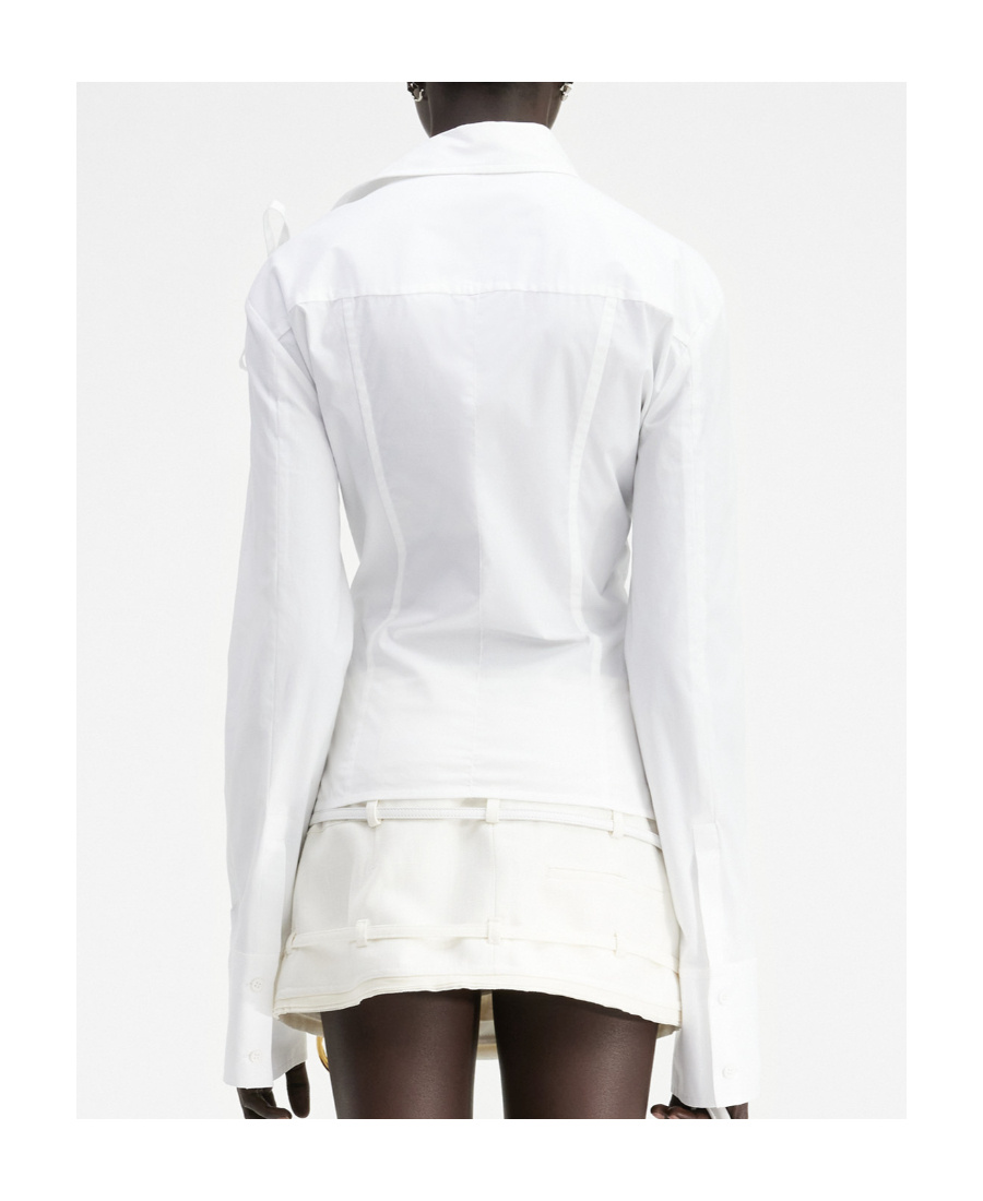 Jacquemus La Chemise Ruban Cotton Shirt In White