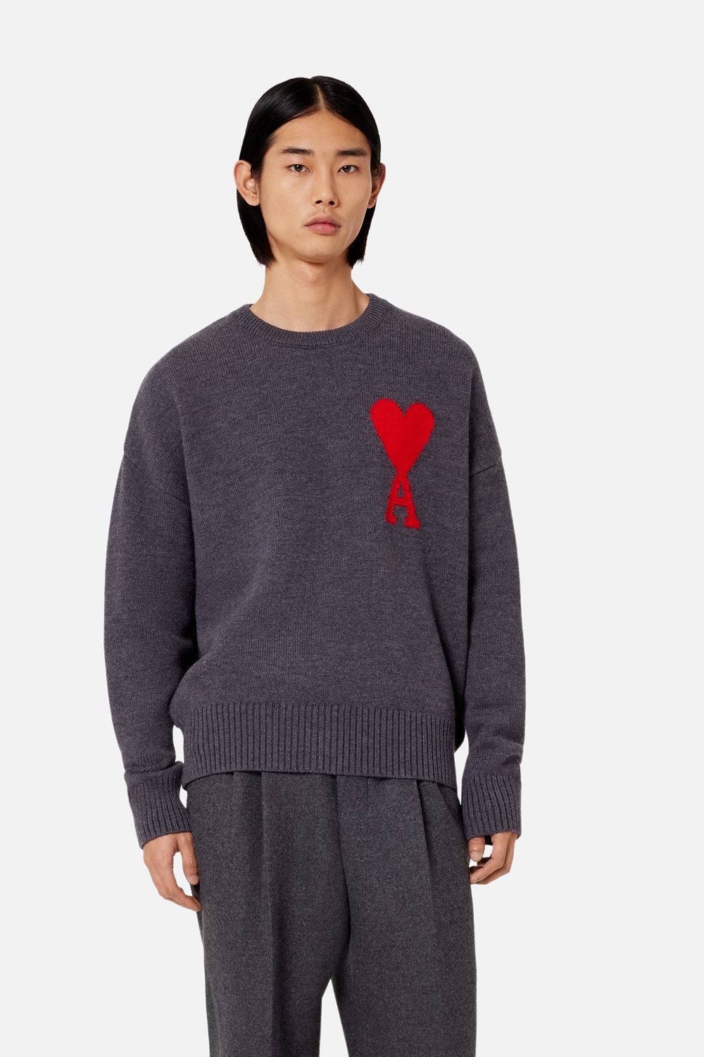 Ami Alexandre Mattiussi Ami Paris Ami De Coeur Sweater In Black