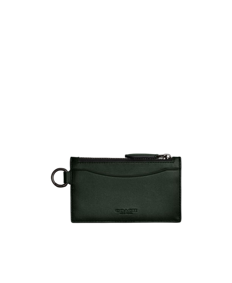 Coach Logo Decorative Zipper Card Bag In Black