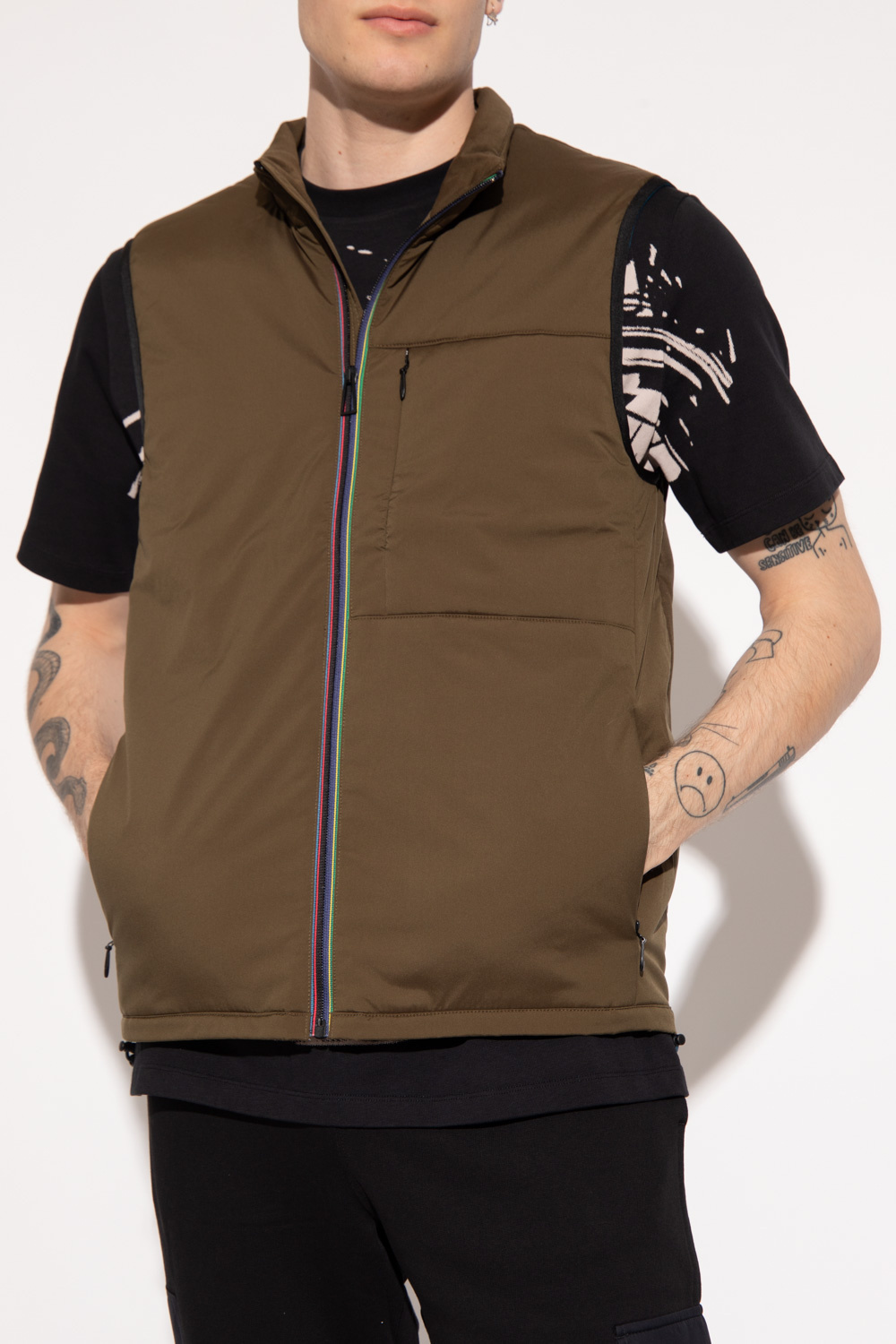 Ps By Paul Smith Mixed Media Gilet In Green