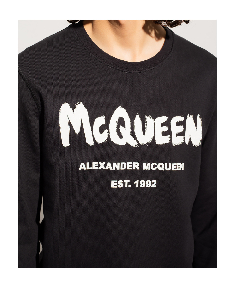 Alexander Mcqueen Graffiti Logo-print Cotton Sweatshirt In Black
