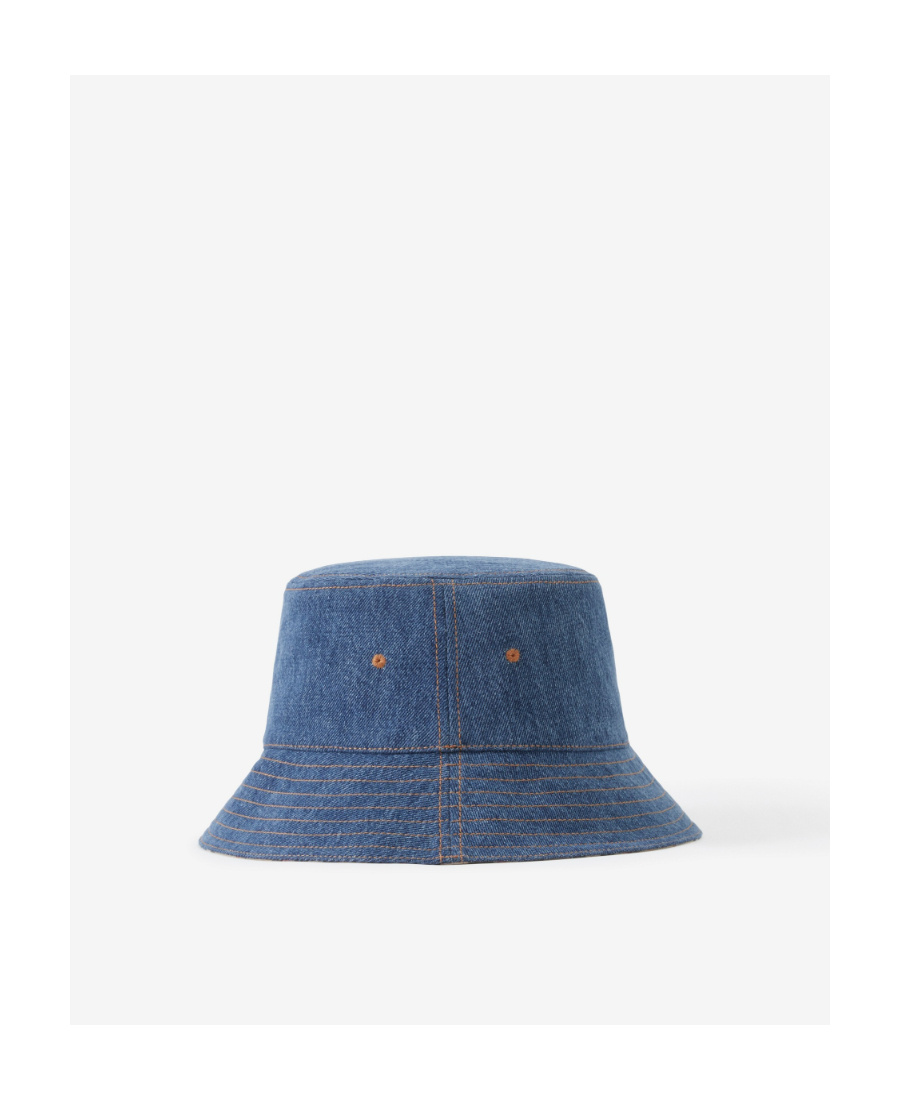 Burberry Embroidered-logo Bucket Hat In Blue