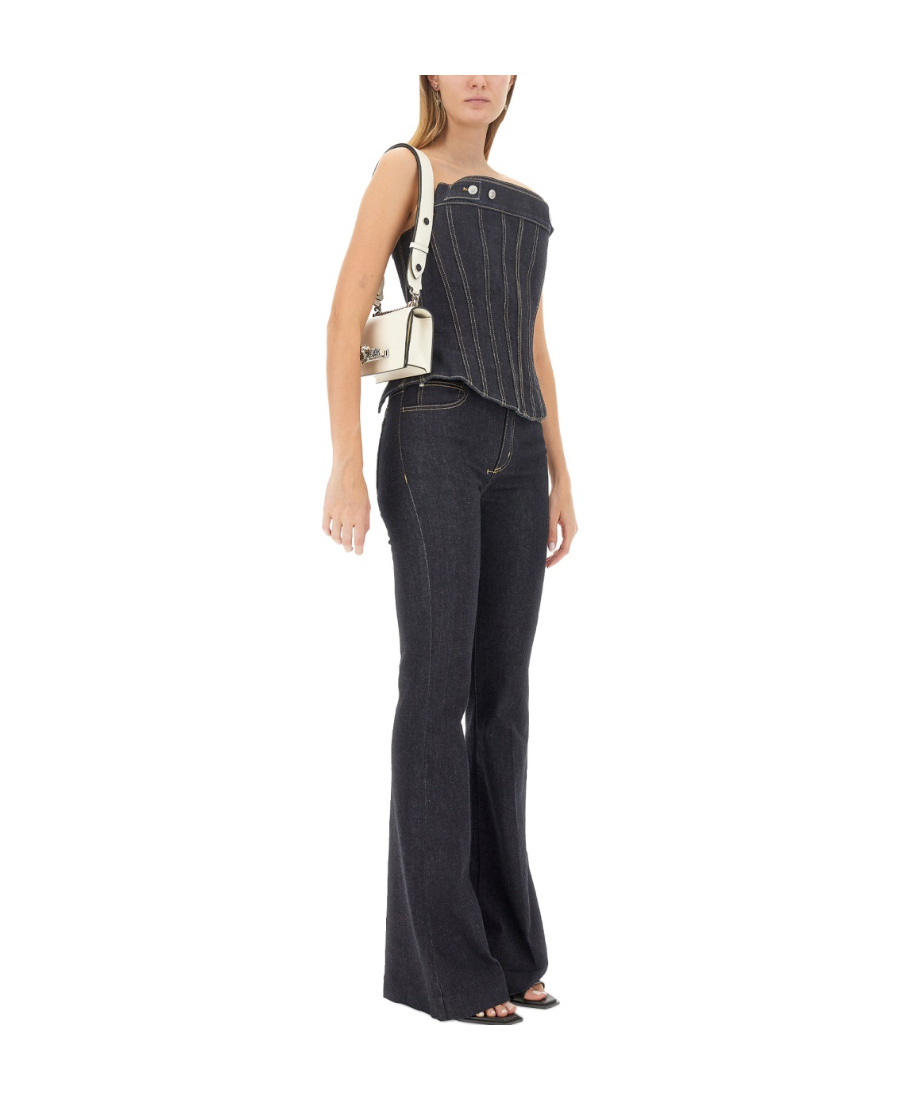 Alexander Mcqueen Alexander Mc Queen Denim Cold Wash Corset Top In Black