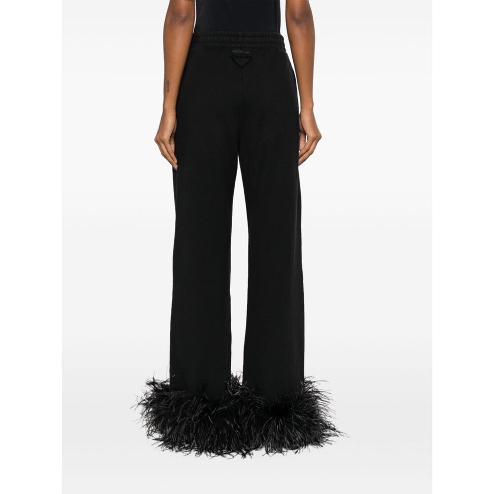 Prada Jogginghose Aus Baumwollfleece Mit Federbesatz In Black