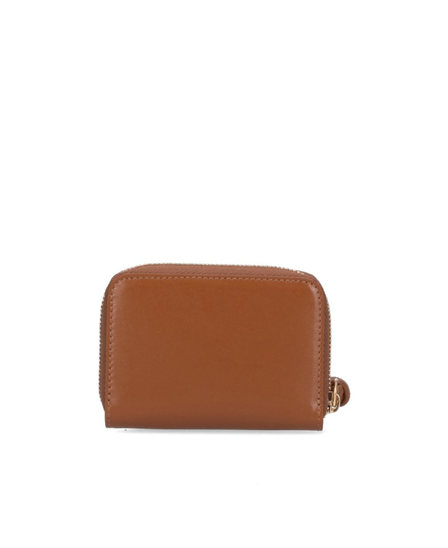 Jil Sander Logo-plaque Zip-up Purse In Brown