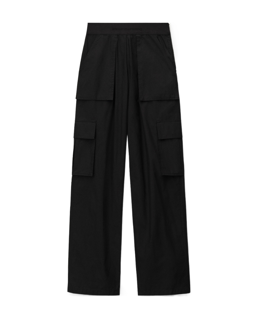 Alexander Wang Logo-waistband Cargo Pants In Black