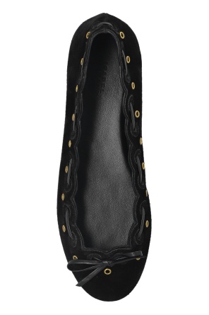 Isabel Marant Balfy Scalloped Eyelet Ballet Flats In Black