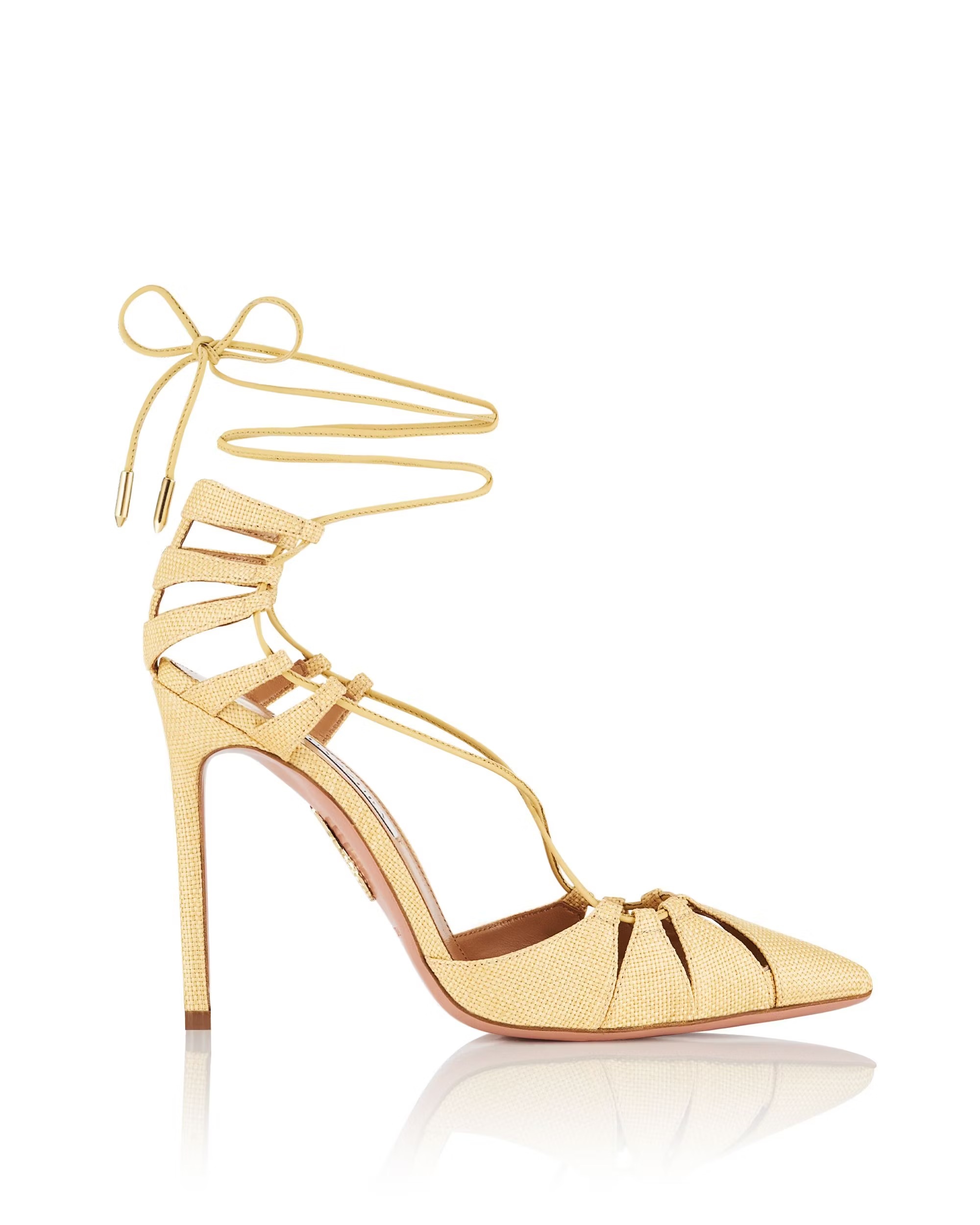 Aquazzura Lace-up High-heeled Sandals In Nude