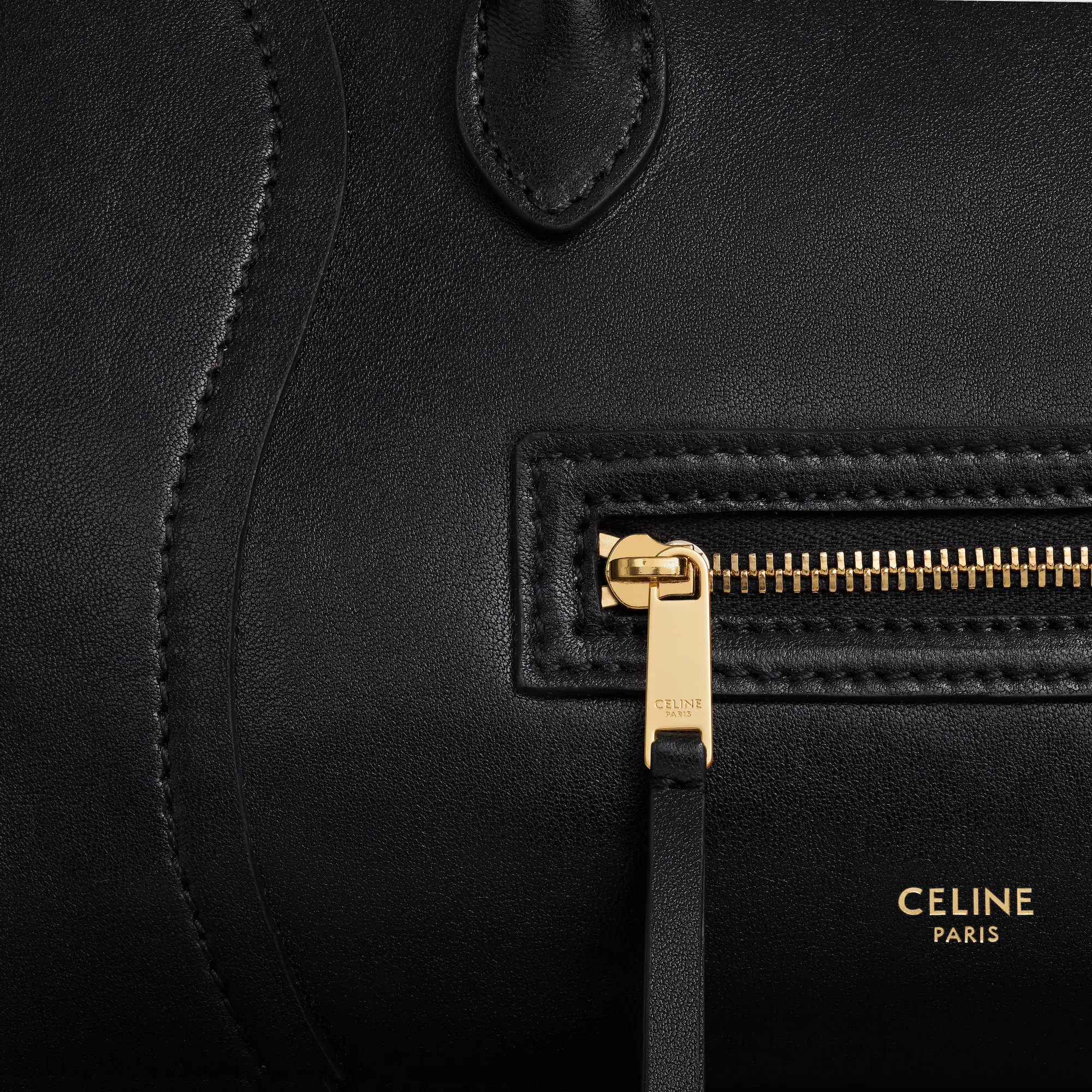 Celine Small New Luggage In Supple Shiny Lambskin In Black