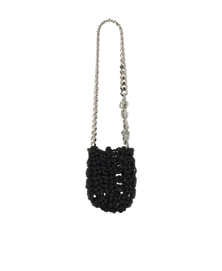 Kara Knot Shoulder Bag Chain Strap Silver In Black
