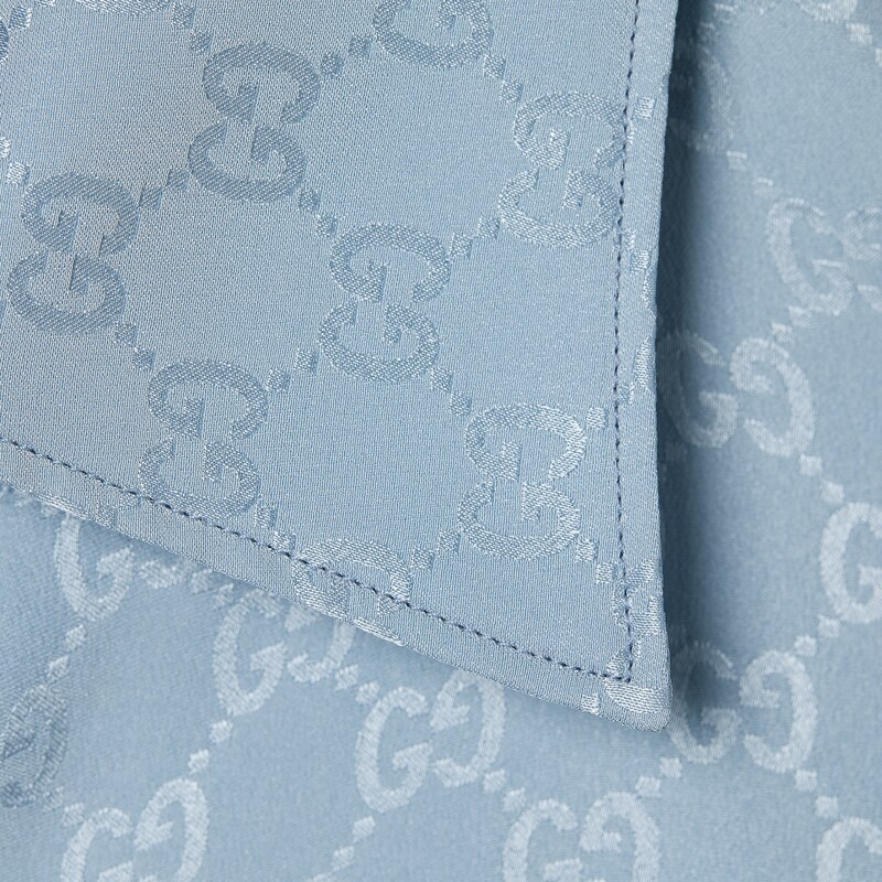 Gucci Gg Silk Jacquard Shirt In Blue