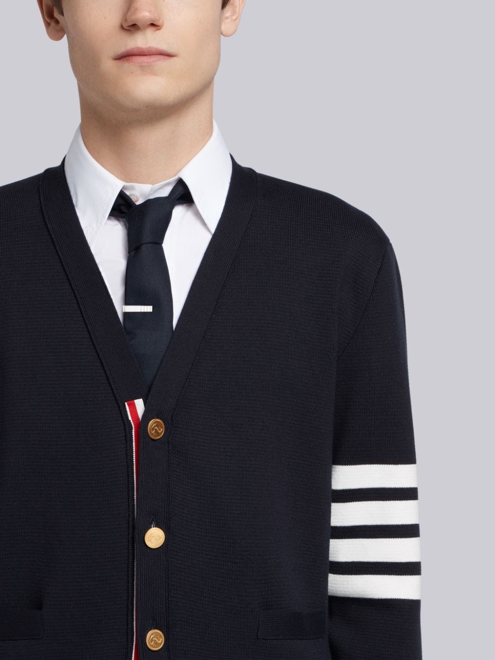 Thom Browne 4-bar Cotton Cardigan For In Black
