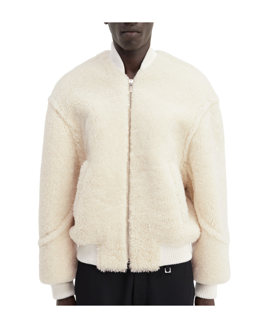 Jacquemus Le Blouson Pilou Shearling Bomber Jacket In Nude
