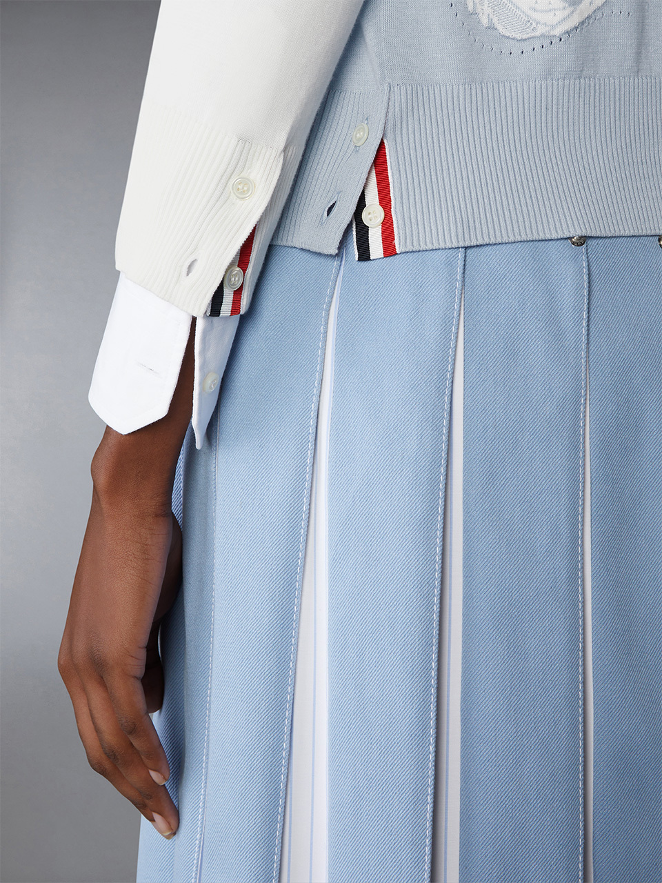 Thom Browne Feather-intarsia Cotton Cardigan In Gray