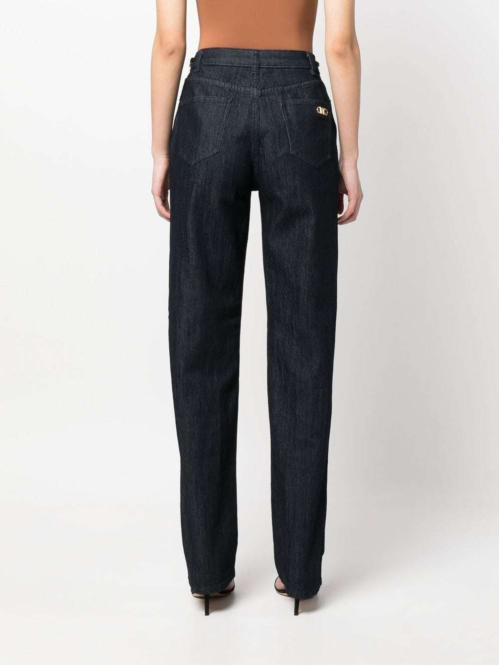 Shop Michael Kors Straight-leg Chain-detail Jeans In Black