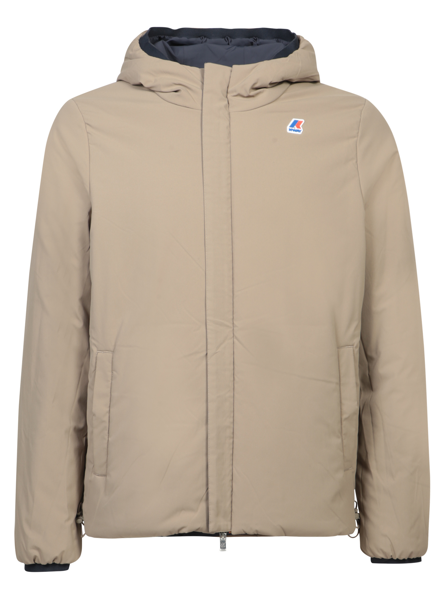 K-way Hooded Jacket With Side Pockets And Cuffs In Blue