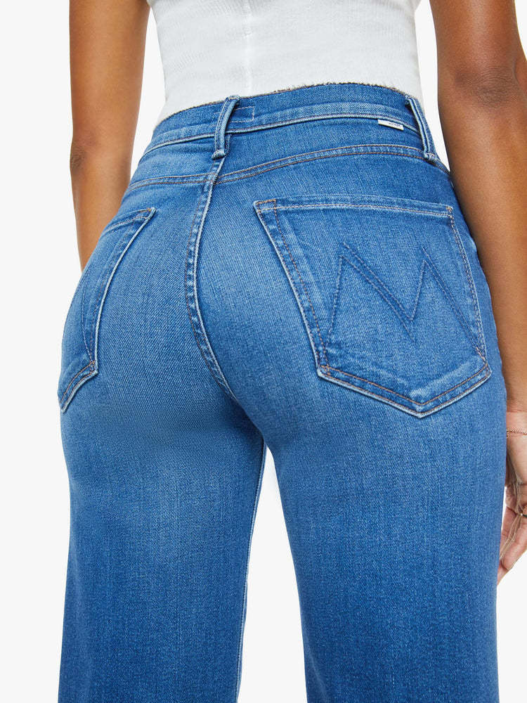 Mother Rambler Zip Flood High-waisted Jeans In Nip It In The Bud In Blue