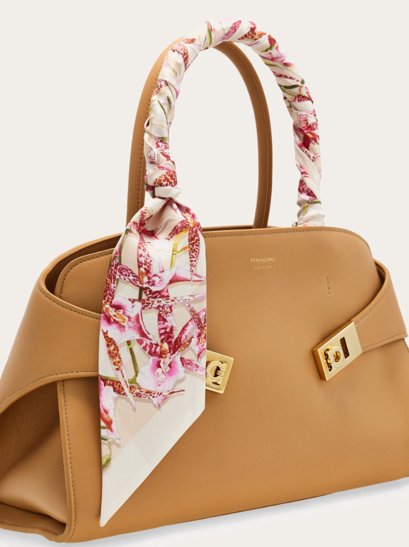 Ferragamo Gaia Print Silk Bandeau In Neutral