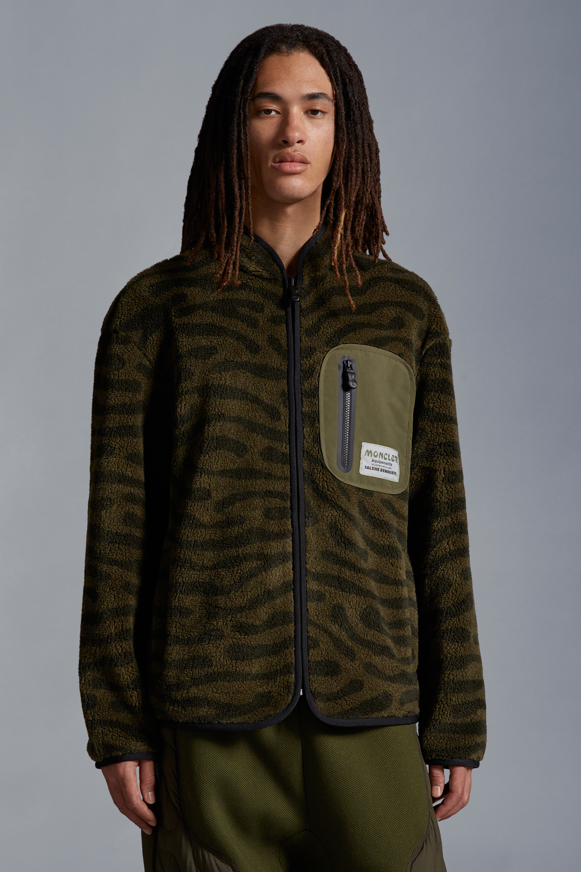 Moncler X Salehe Bembury Graphic-print Cardigan In Green
