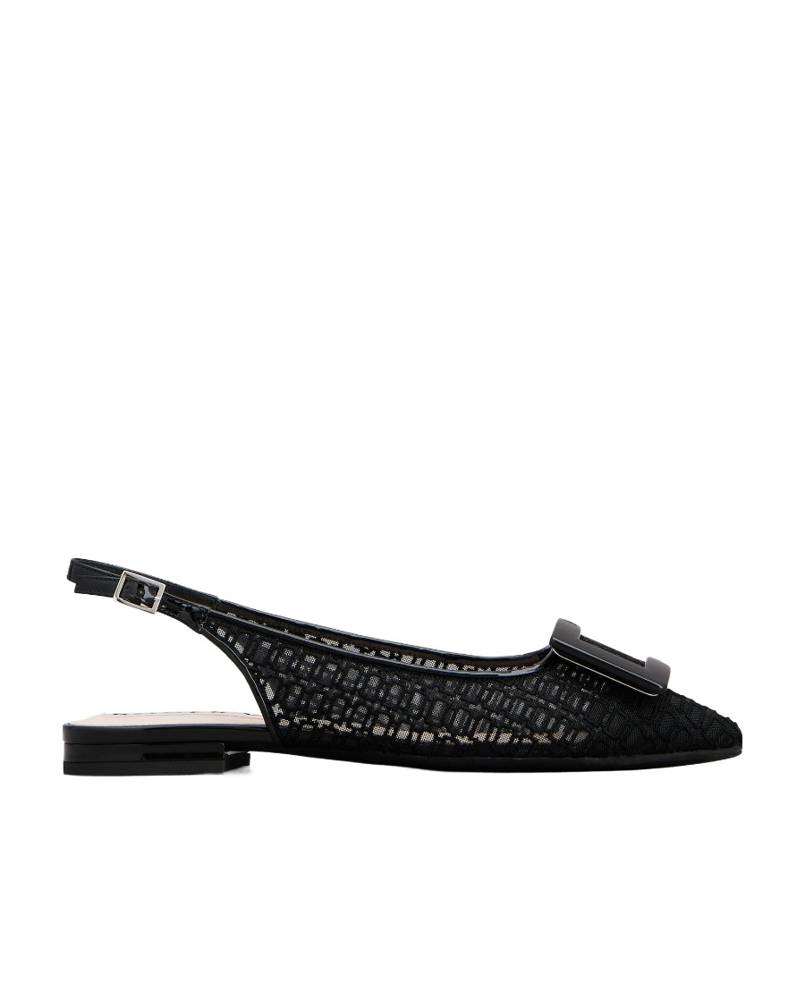 Roger Vivier Gomettine Net Heel Buckle Ballet Shoes In Multi