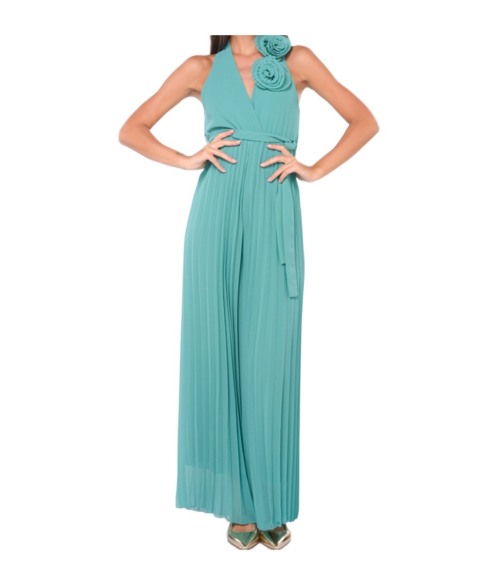 Kaos Rose Pleated Trousers In Blue