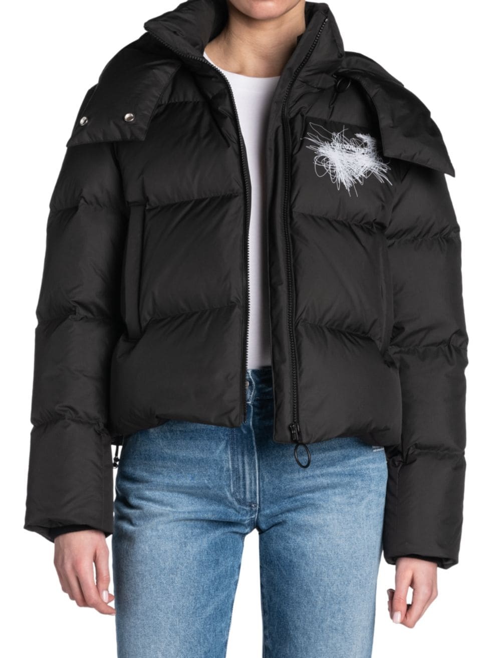Off-white Pen Arrows Puffer Jacket In Black