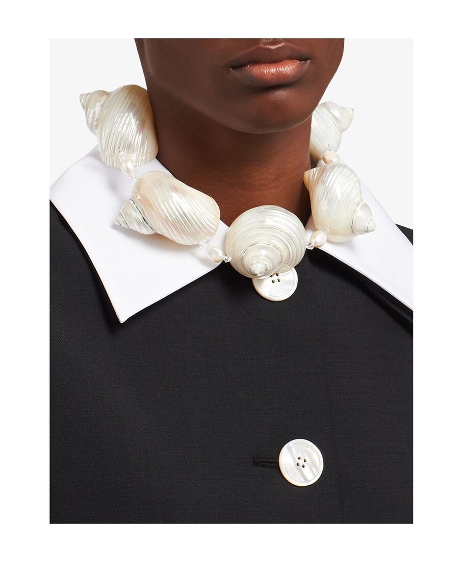 Prada Oversized Shell Choker In White