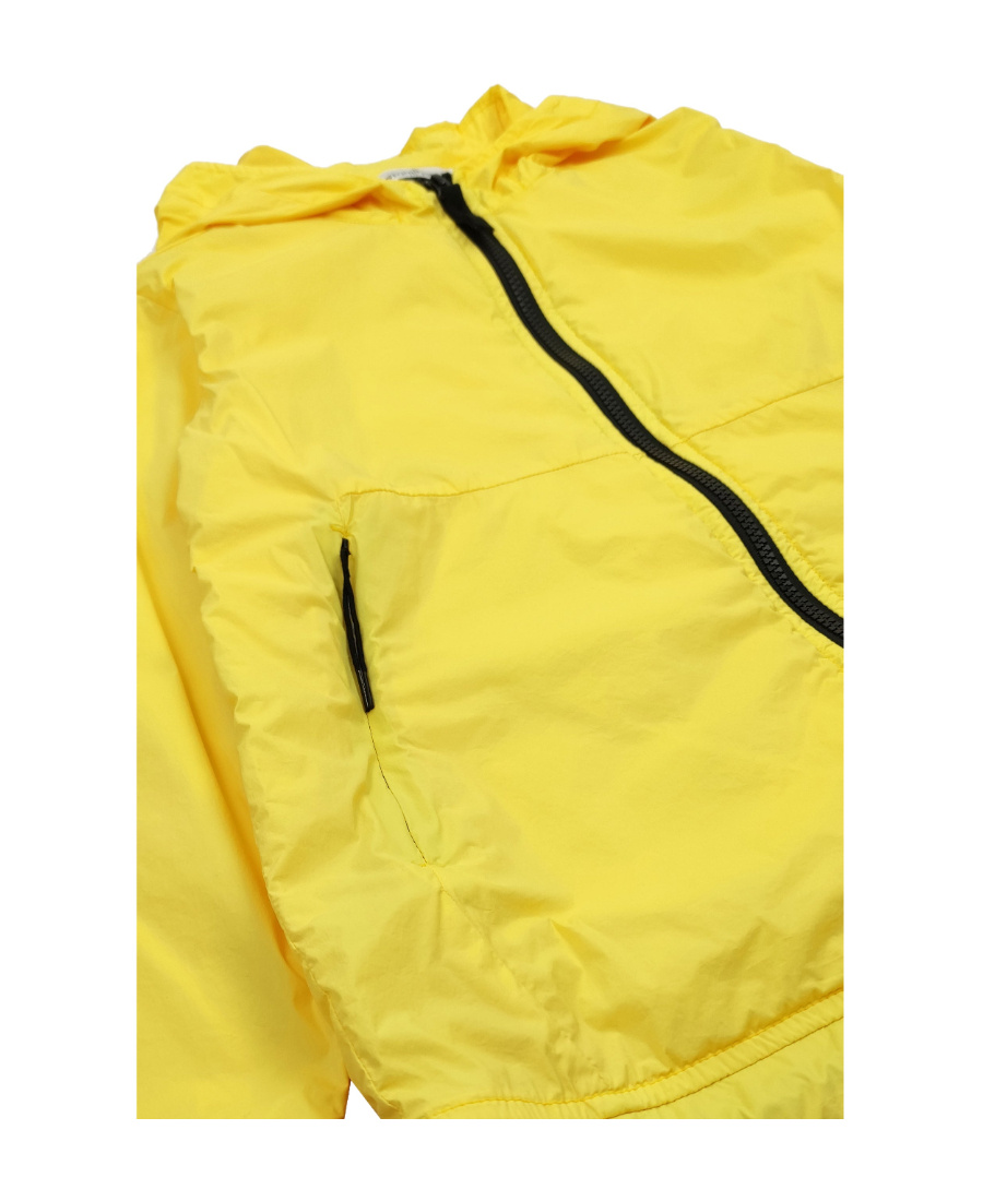 Stone Island Junior Zipped Hooded Rain Jacket In Yellow