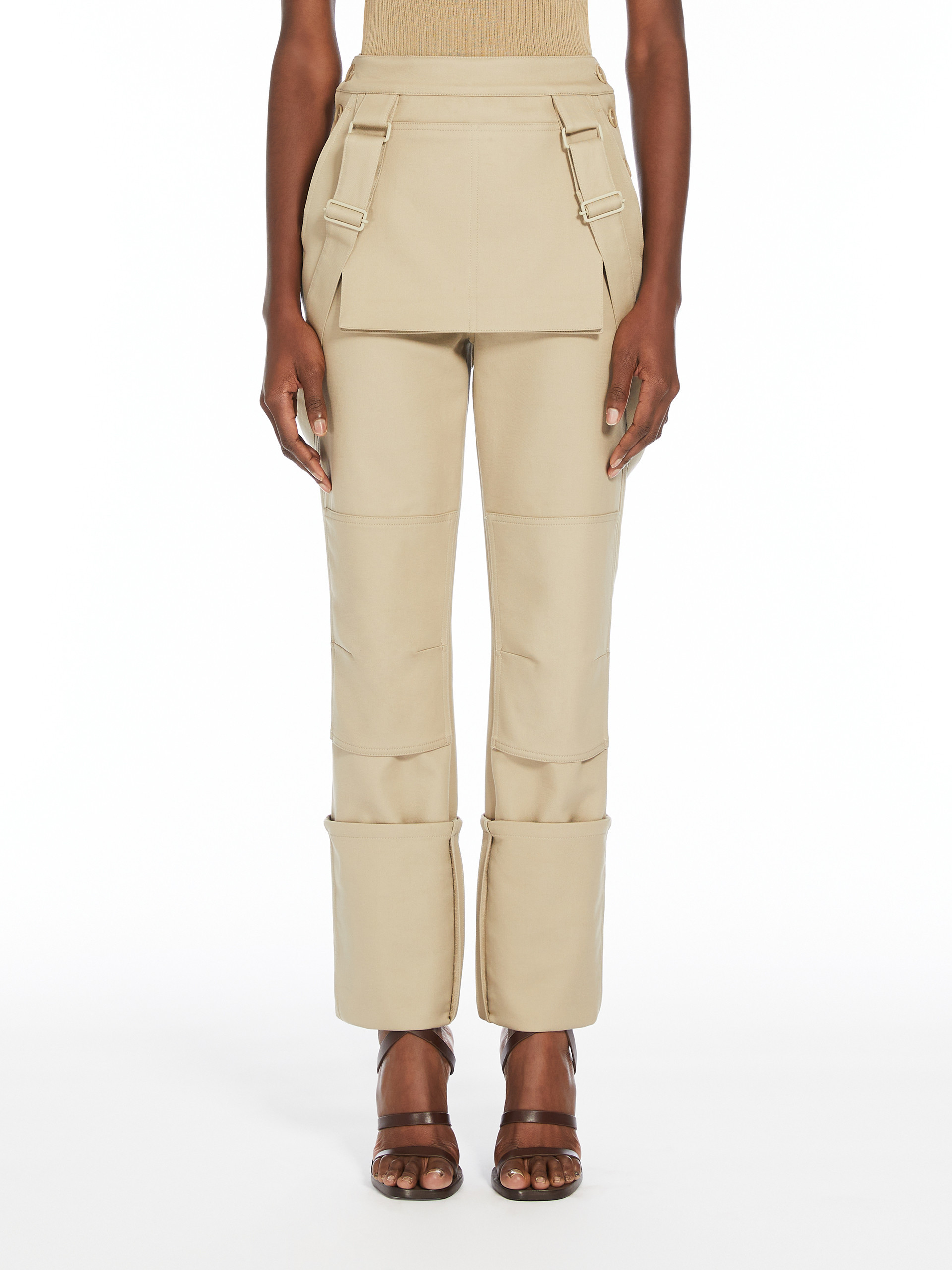 Max Mara Flanging Details Casual Pants In Nude