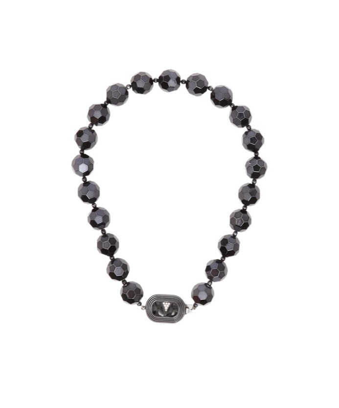 Valentino Ovalette Necklace In Resin, Enamel, Metal And Swarovski Crystals In Black