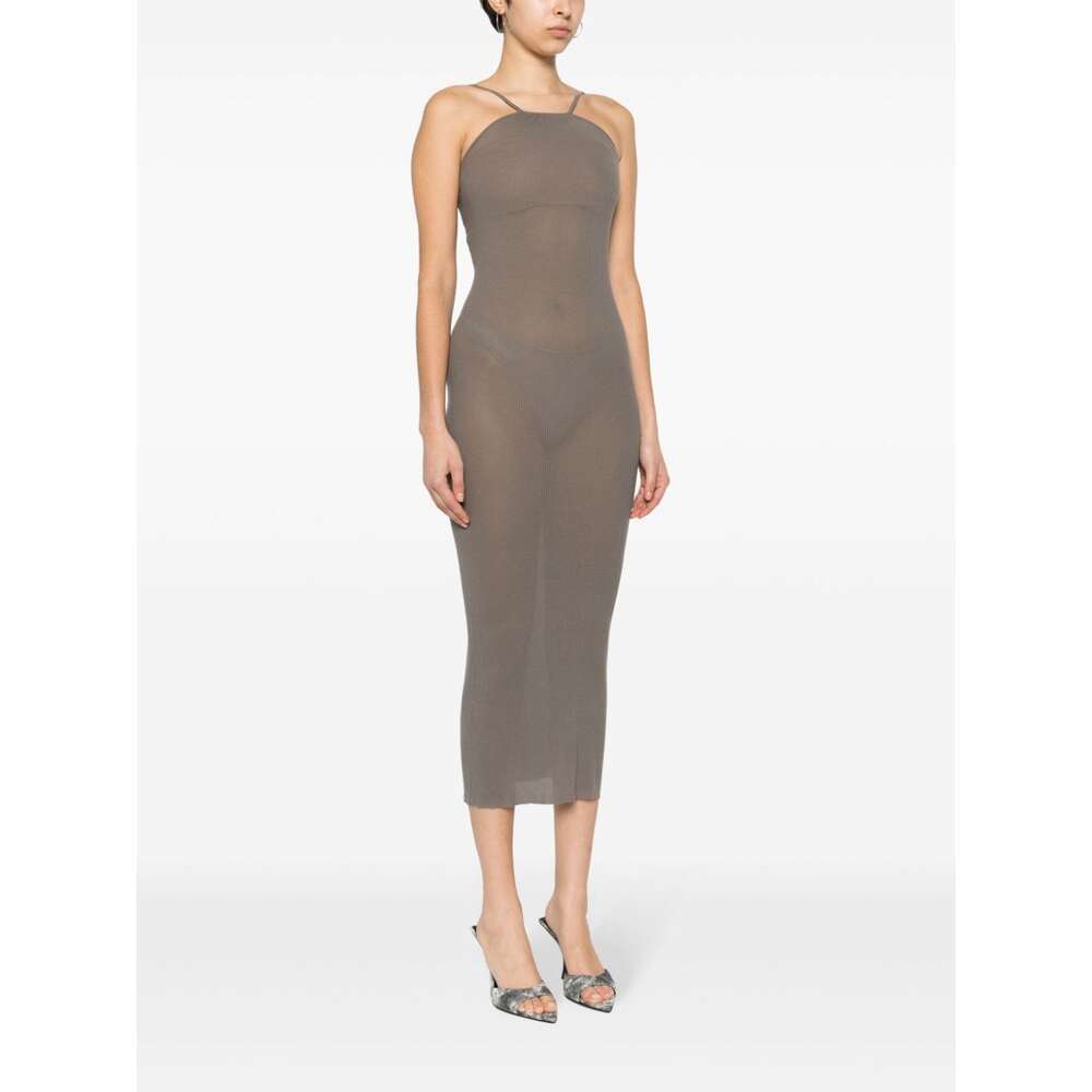 Rick Owens Skorpio Fine-ribbed Tank Dress In Gray