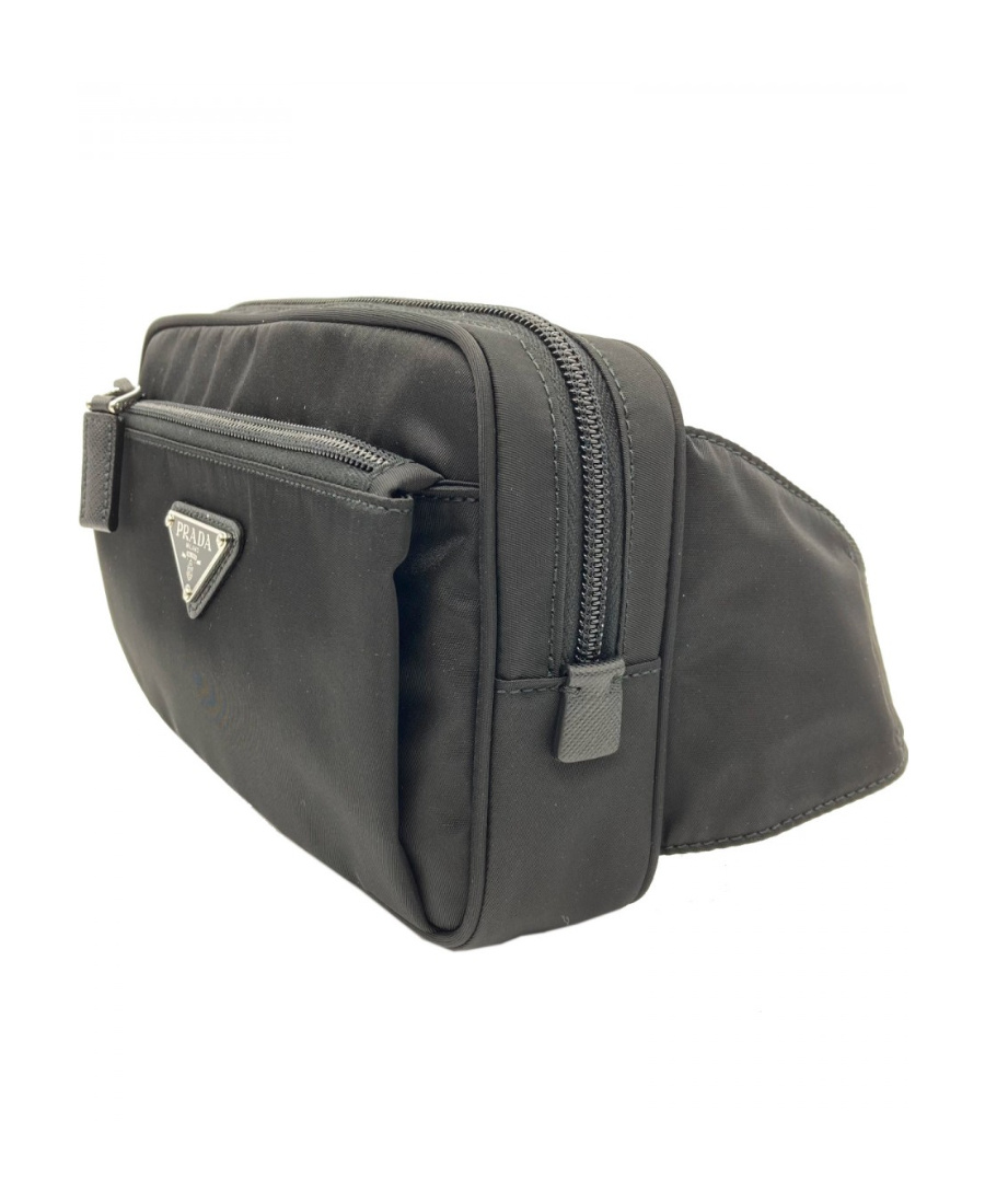Prada Re-nylon And Saffiano Leather Belt Bag In Black