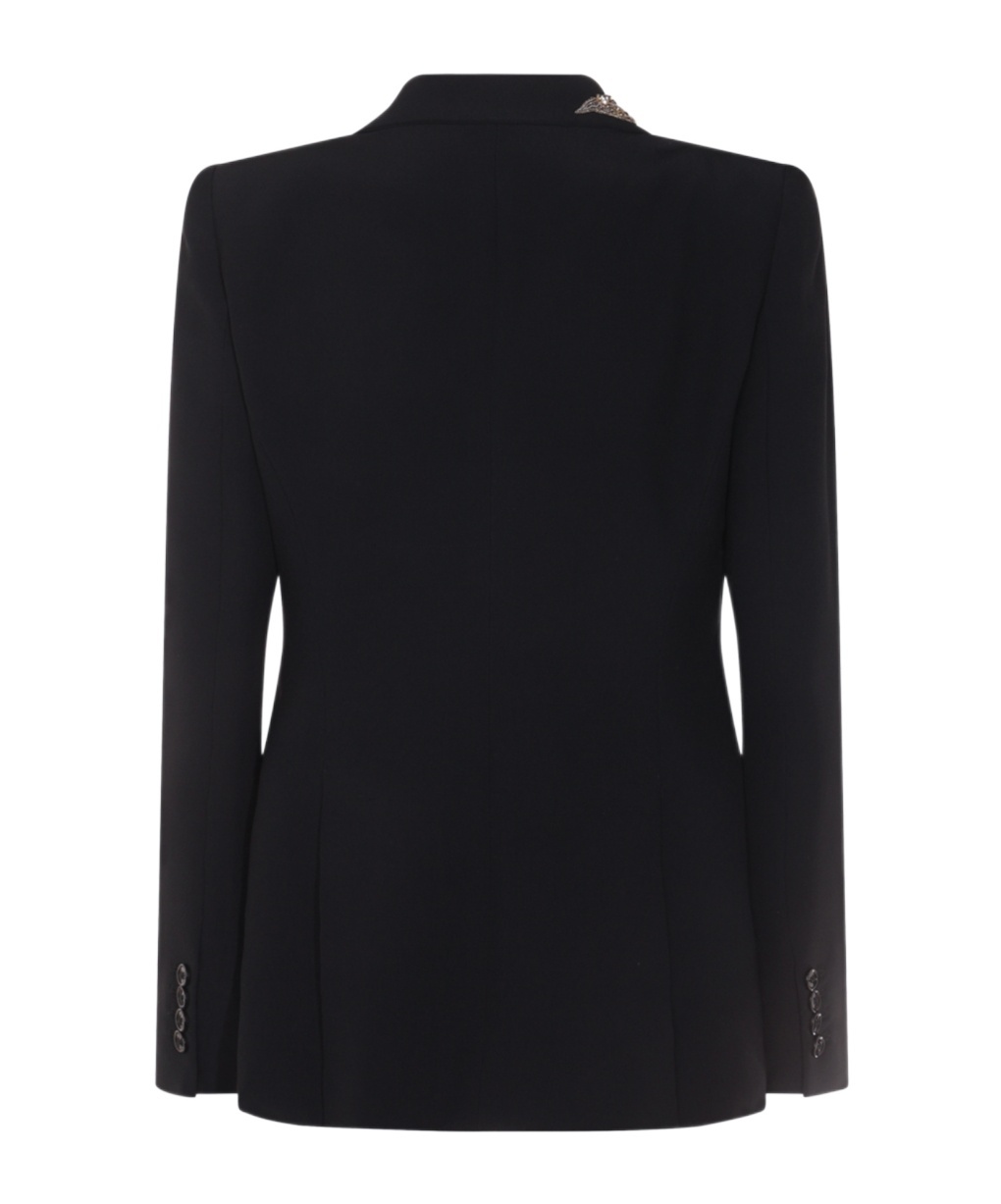 Alexander Mcqueen Floral Crystal One-button Crepe Blazer In Black
