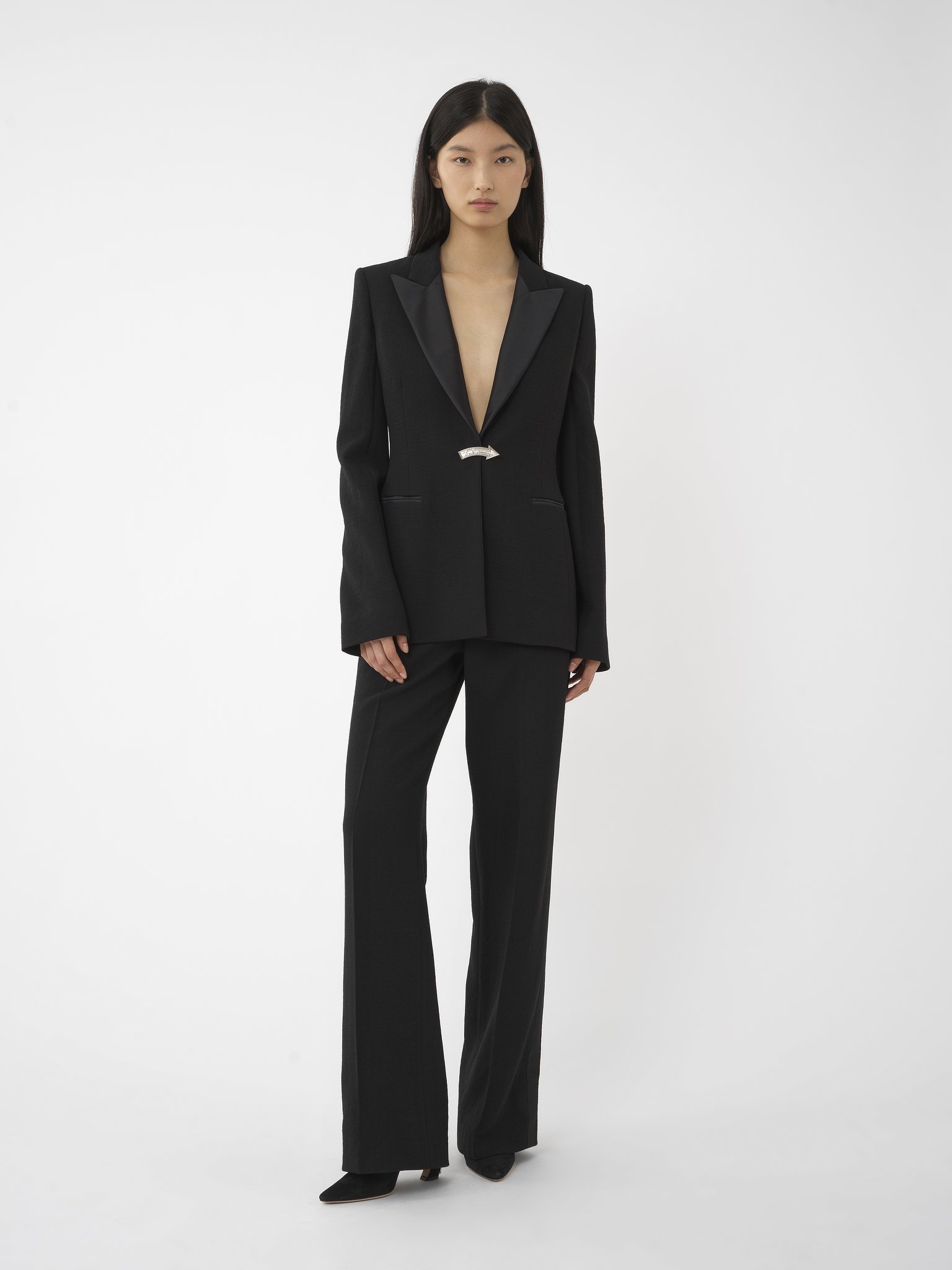 Shop Chloé Embellished Tuxedo Jacket In Black