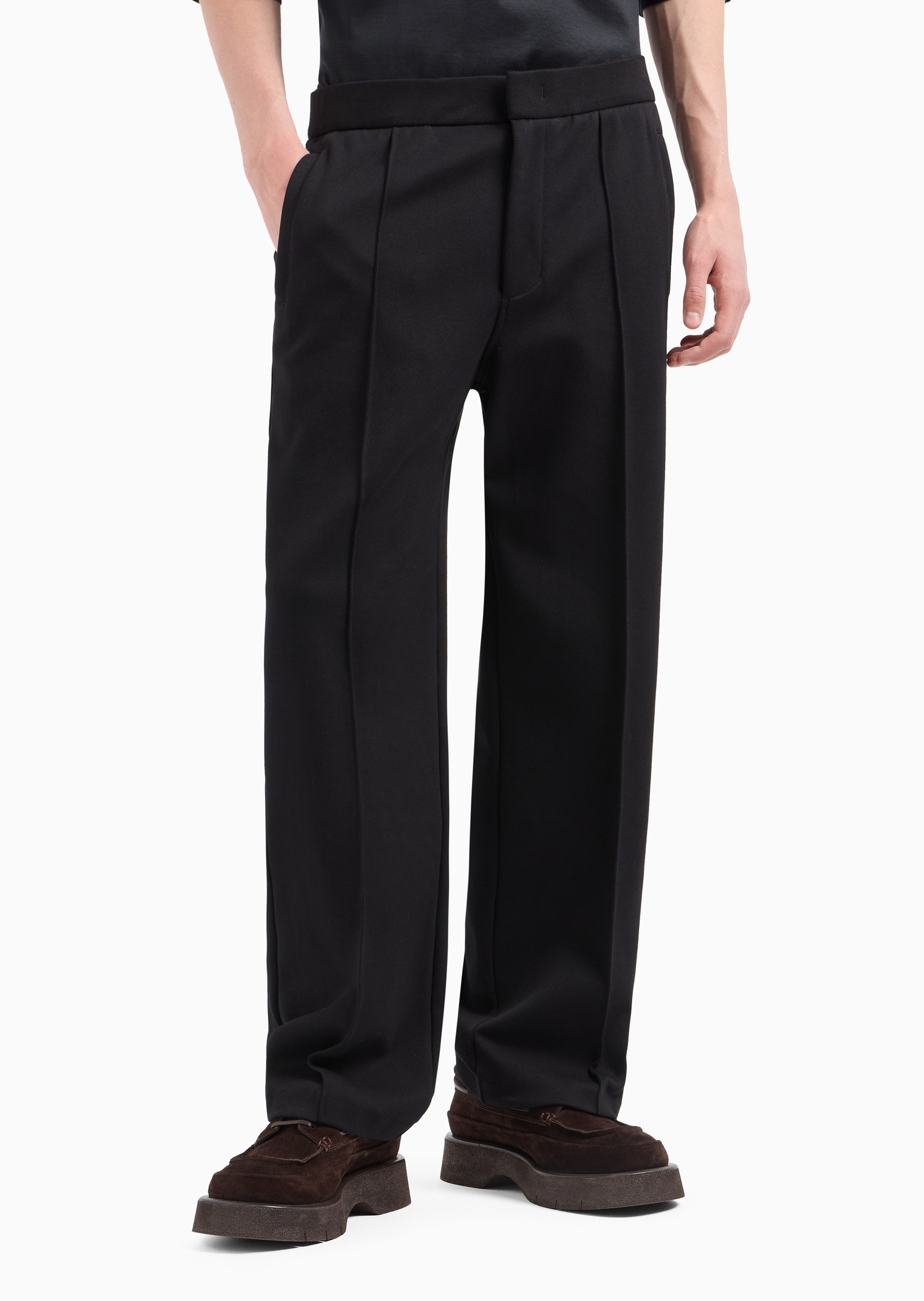 Emporio Armani Straight Casual Pants In Black