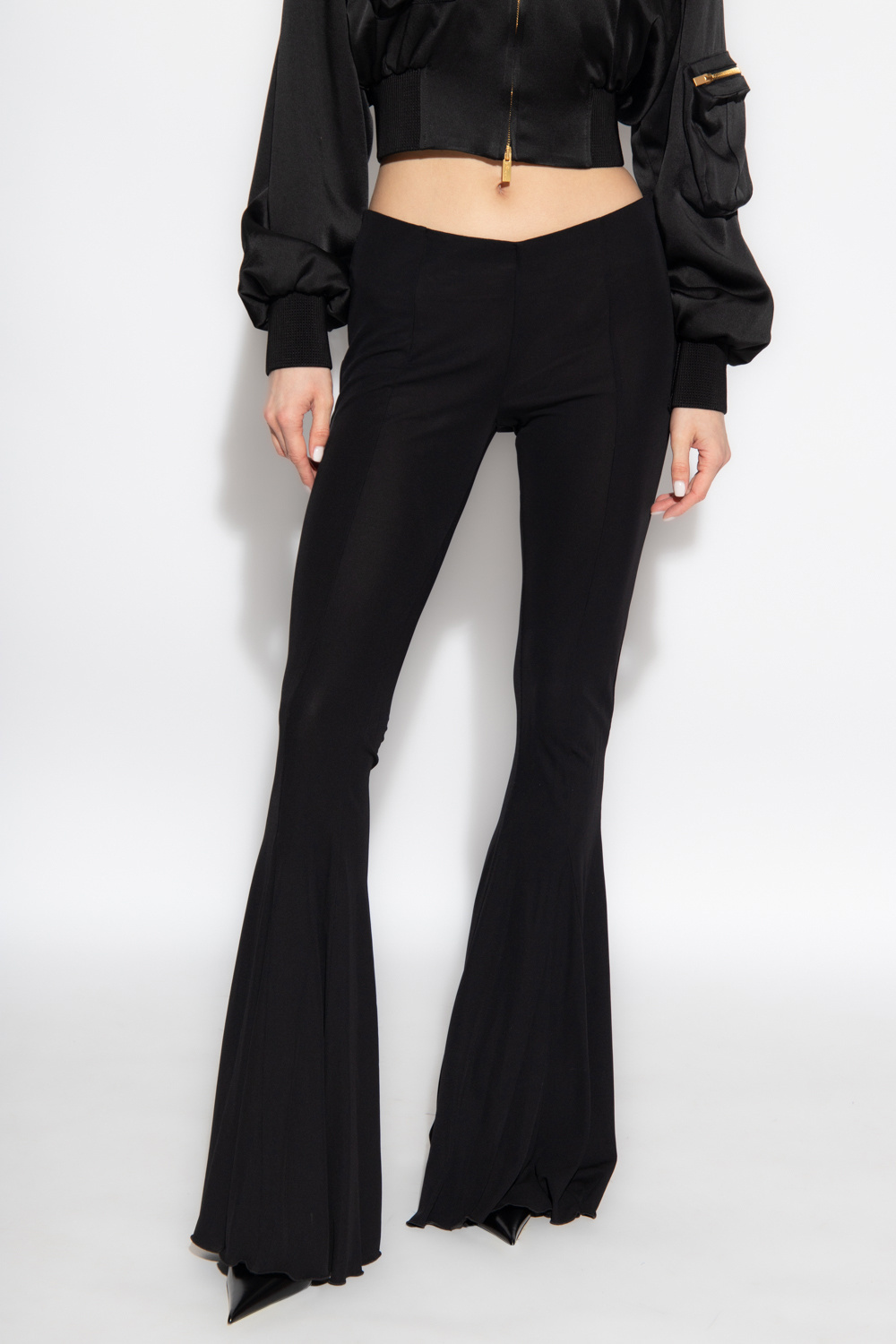 Blumarine Mid-rise Flared Trousers In Black