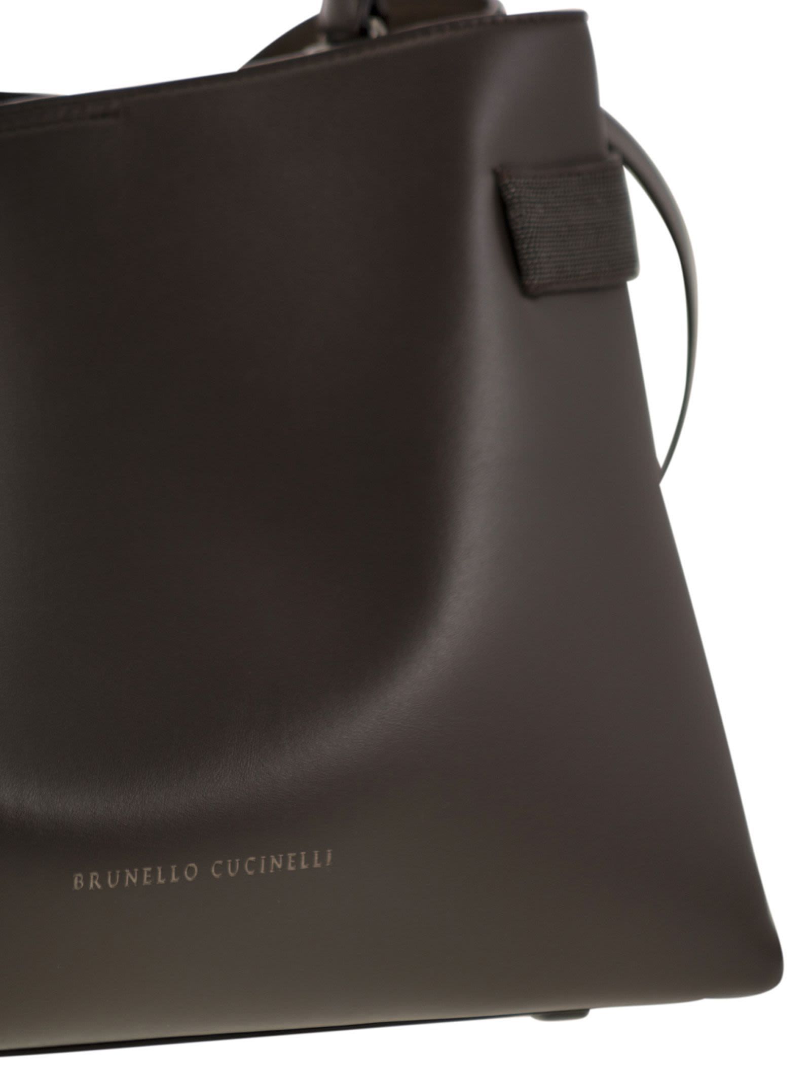Brunello Cucinelli Women Top-handle Essence Bag In Calfskin With Precious Bands