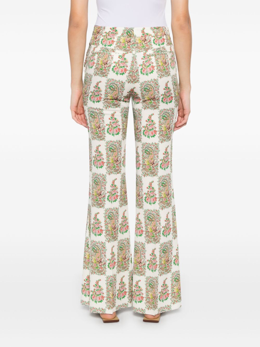 Etro Flared High Waist Full Length Trousers In Nude