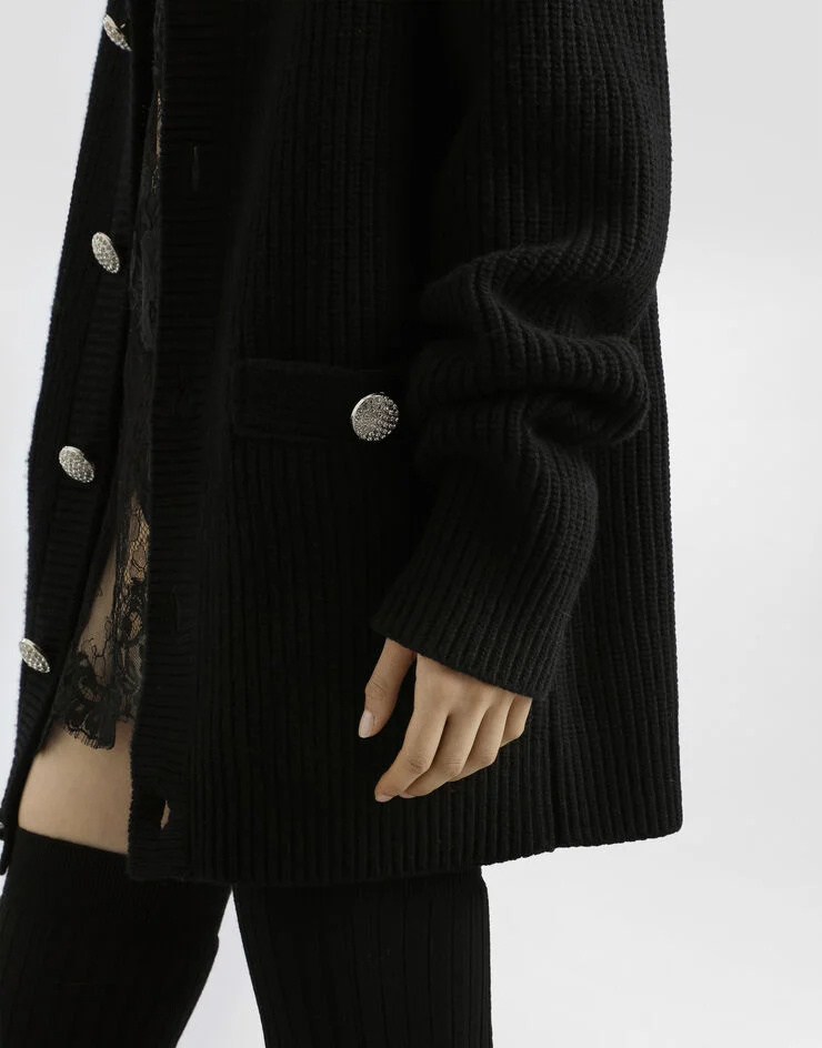 Dolce & Gabbana Jewel Buttons Cardigan Sweaters And Cardigans Black In Black