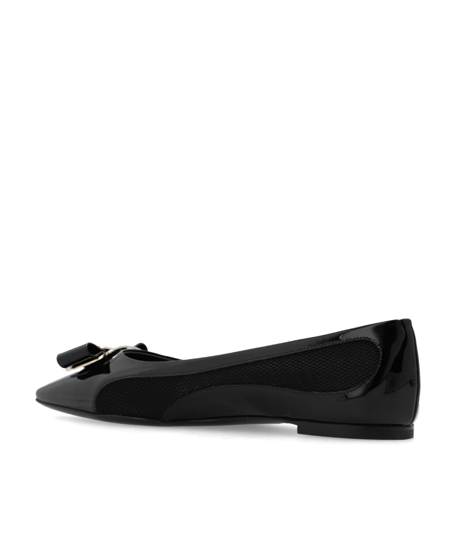 Ferragamo Salvatore  Ballerina Flats With Luxurious Lambskin Upper And Signature Buckle Detail In Black