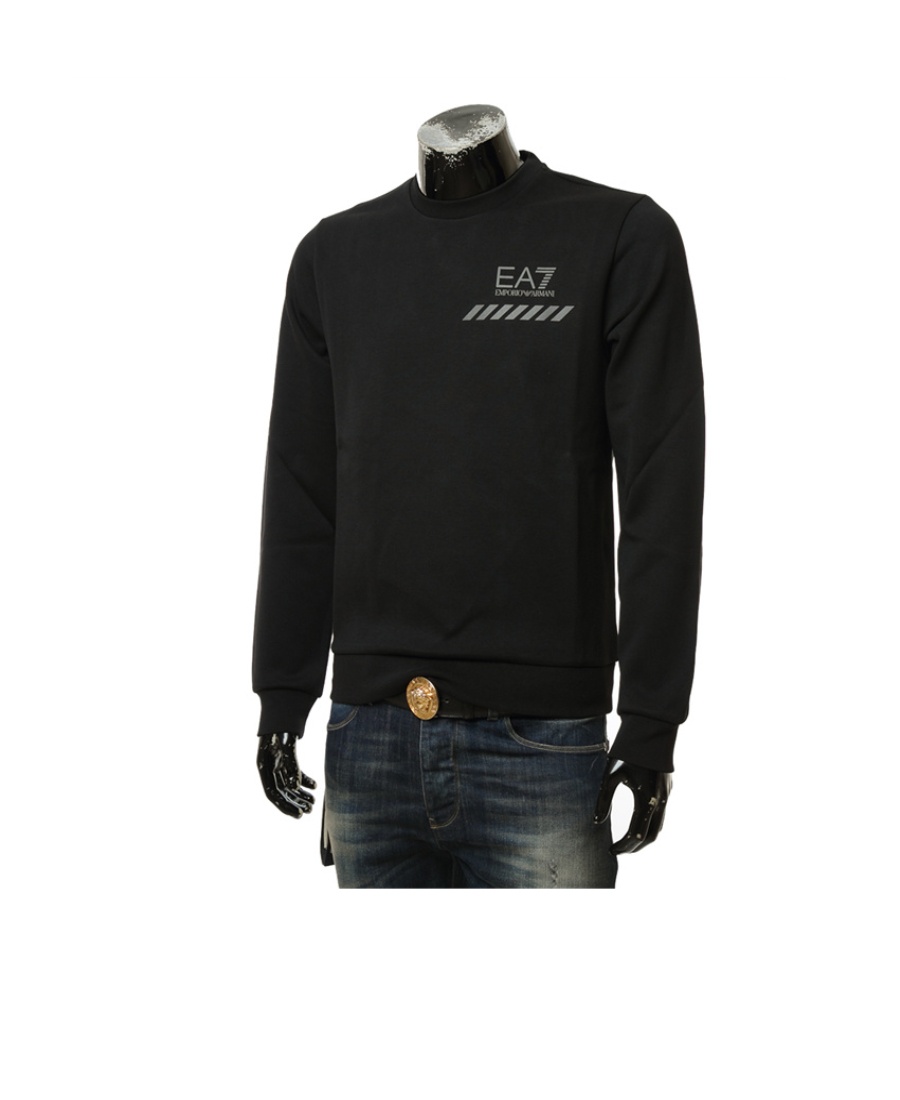 Ea7 Round-necked Logo Sweater In Black