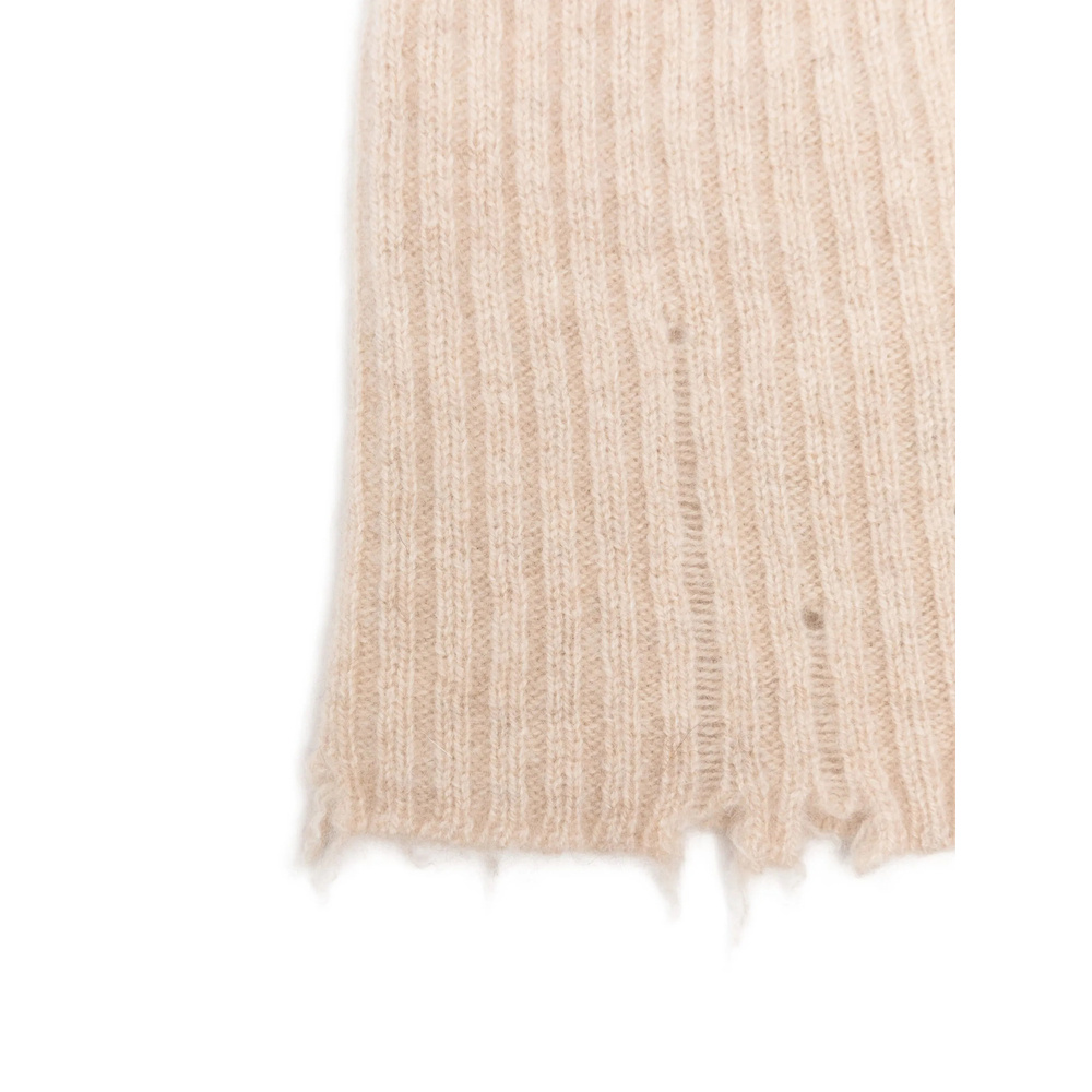 Uma Wang Ribbed Frayed Beanie Hat In Neutral