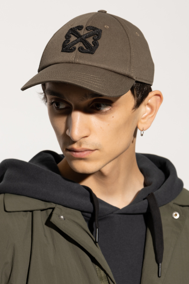 Off-white Arrow Drill Logo Embroidered Baseball Cap In Green