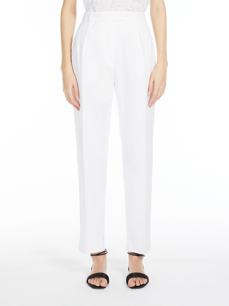 Max Mara Cotton Gabardine Casual Pants In White