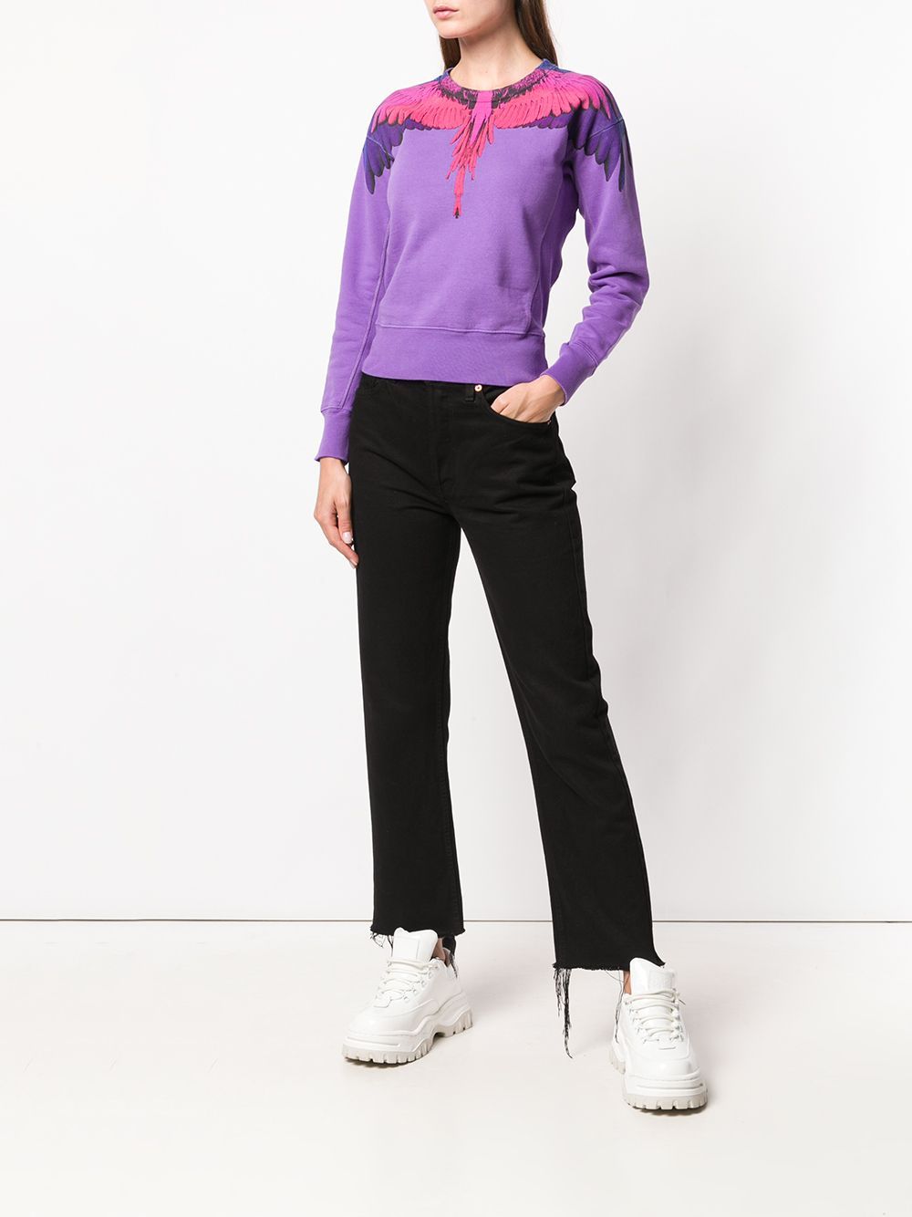 Marcelo Burlon County Of Milan Bird Feather Flying Wing Printed Pullover In Purple