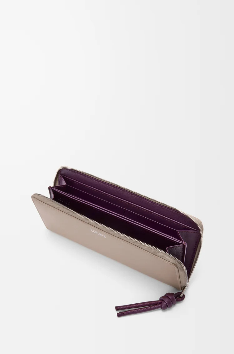 Loewe Knot Zip Around Wallet In Shiny Nappa Calfskin In Brown