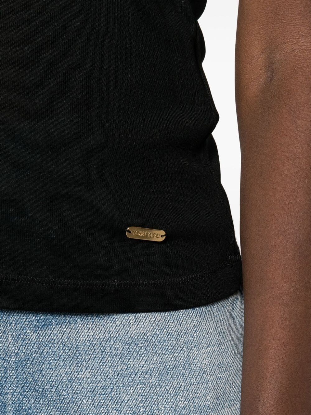 Tom Ford Silk Racerback Scoop Neck Tank Top In Black